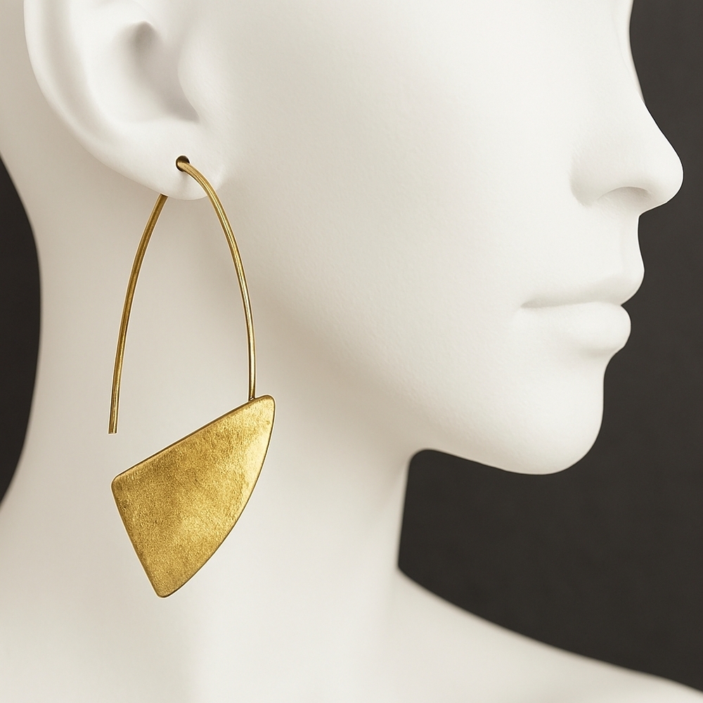 Women's Gold long Hook Drop Earrings - 2-inch Statement Fashion Jewelry